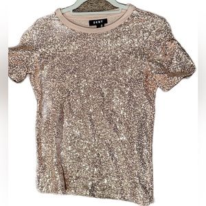 DKNY Sequined Tee Shirt‎ Size XS pink.